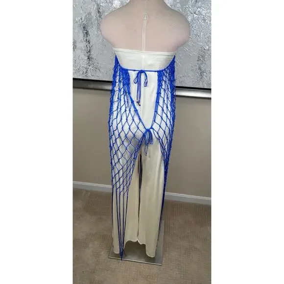BAOBAB Indira Strapless Crochet Paraiso Blue Jumpsuit Size Medium - Picture 11 of 13